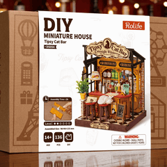 Tipsy Cat Bar Miniatur Bausatz mit schlafender Katze