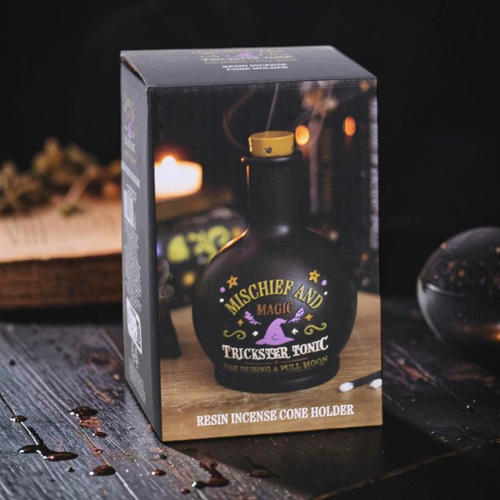 Kleine Zaubertrank Flasche als Räucherkegelhalter
