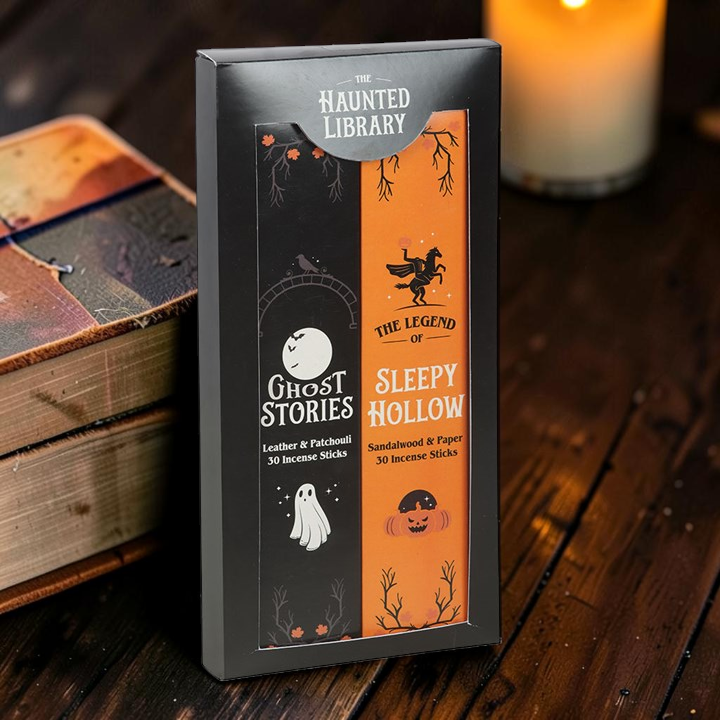 Halloween Räucherstäbchen-Set – 2 Düfte mit Leder, Papier & Sandelholz