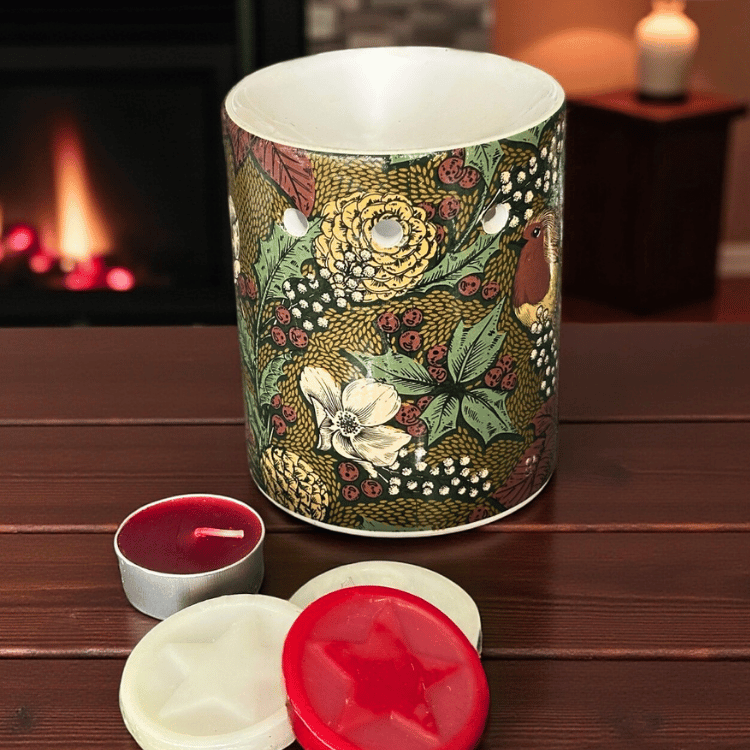 Weihnachtliche Duftlampe mit Zimt Duftwachs & Kerze – Geschenkset – ZauberMerch