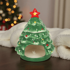 Nostalgischer Weihnachtsbaum Ölbrenner – Keramik Duftlampe für Winter-Stimmung