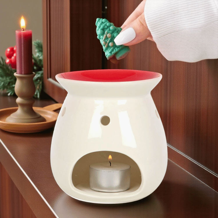 Weihnachts Keramik Duftlampe im Set mit Tannenbaum Duft Wax-Melts