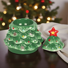 Nostalgischer Weihnachtsbaum Ölbrenner – Keramik Duftlampe für Winter-Stimmung
