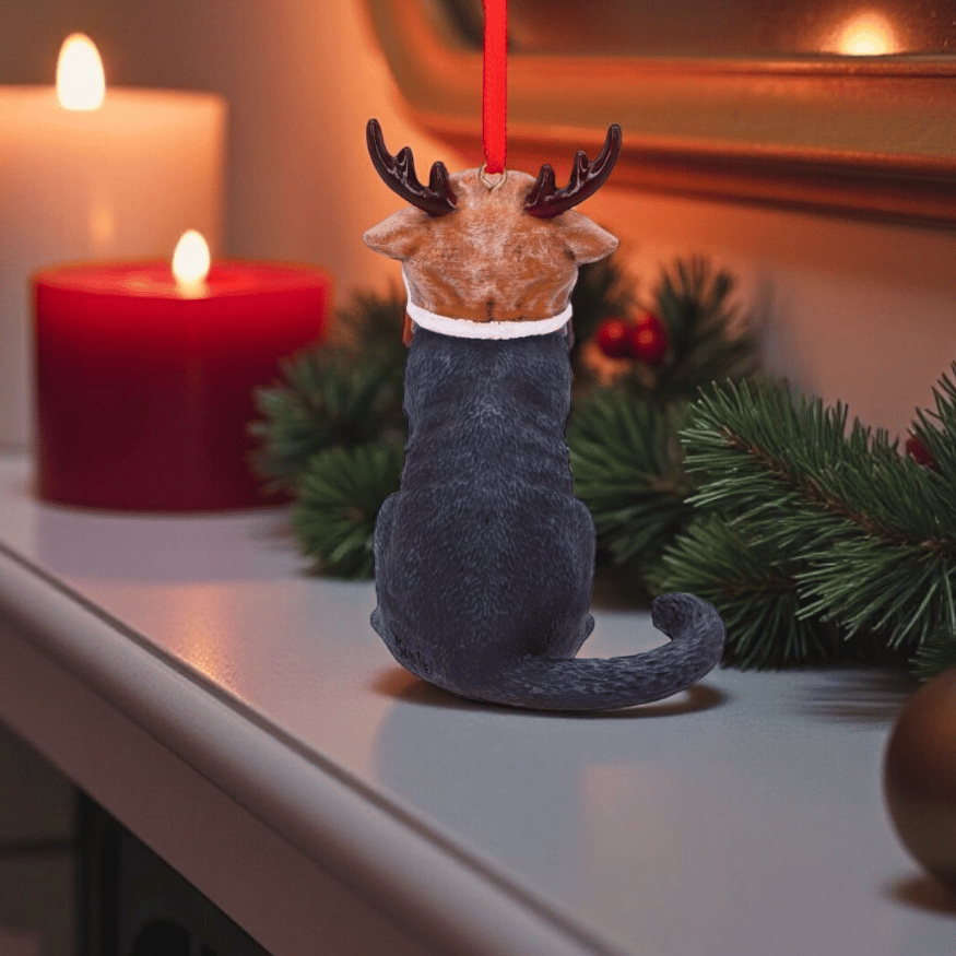 Weihnachtsbaum Anhänger für Catlover – Rentier-Katze von Lisa Parker
