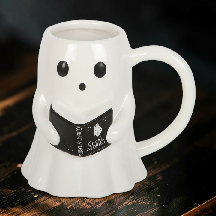 Geister Tasse – Keramikbecher mit lesendem Gespenst