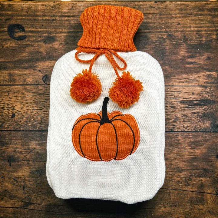 Herbstliche Kuschel-Wärmflasche Kürbis