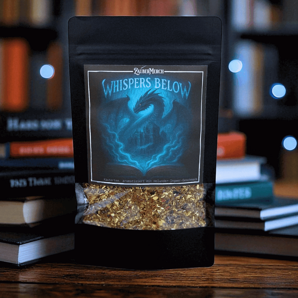 Whispers Below – Drachen Tee Holunder & Ingwer | Limitierter Booklover Tee