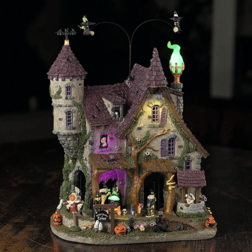Wicked Garden Coven – Animierte Hexenzirkel Garten Szene Spooky Regal Deko