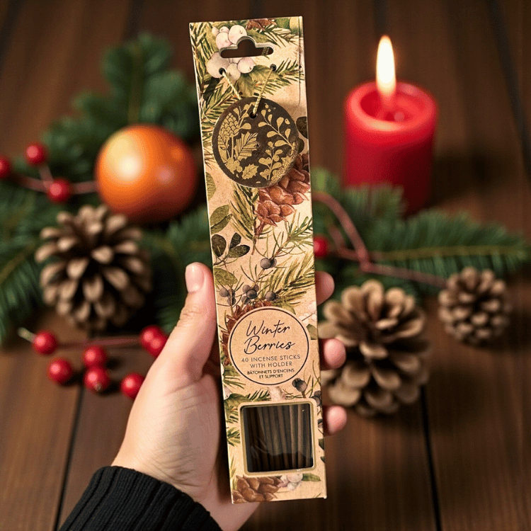 Winter Berrys Räucherstäbchen – Set mit Holzhalter in 2 winterlichen Duftvarianten