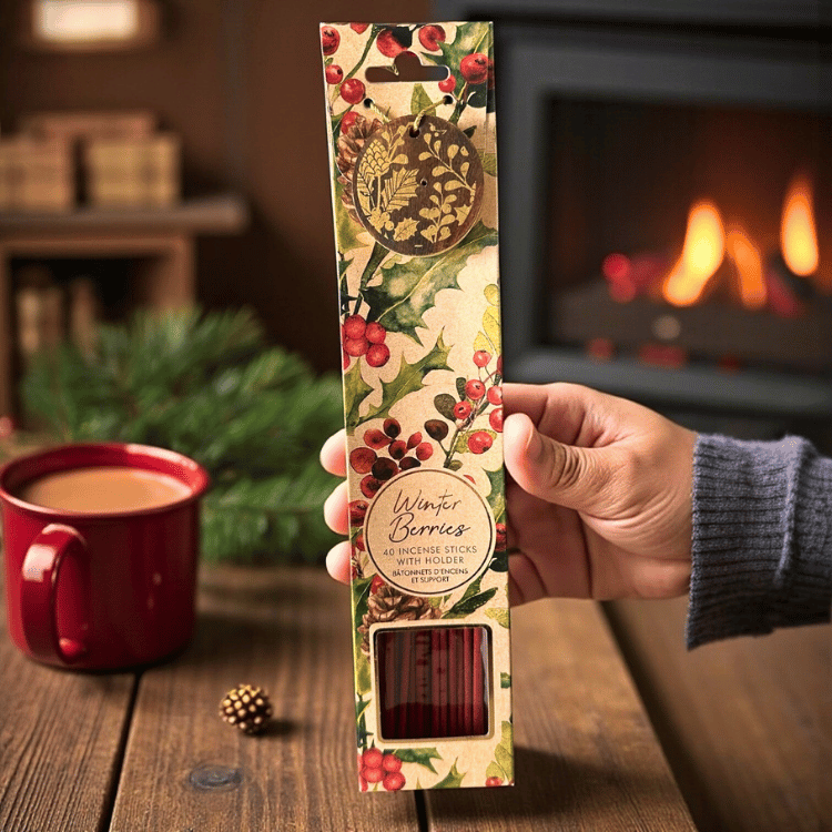 Winter Berrys Räucherstäbchen – Set mit Holzhalter in 2 winterlichen Duftvarianten