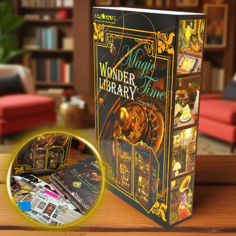 Book Nook Diorama – Leuchtende Miniaturwelt fürs Bücherregal (4 Designs zur Auswahl)