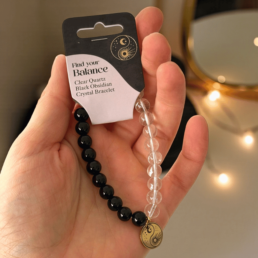 Yin & Yang Kristallarmband – innere Balance mit Obsidian und Bergkristall