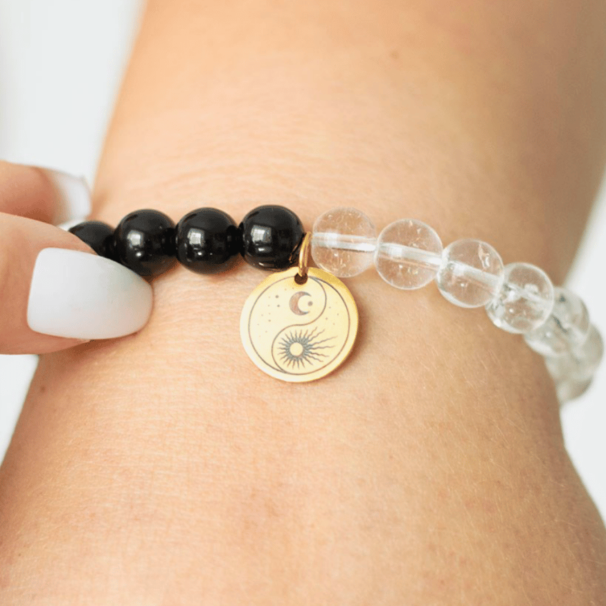 Yin & Yang Kristallarmband – innere Balance mit Obsidian und Bergkristall