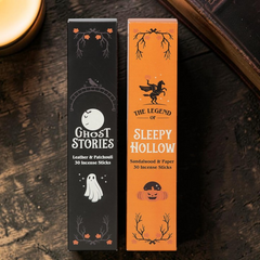 Halloween Räucherstäbchen-Set – 2 Düfte mit Leder, Papier & Sandelholz