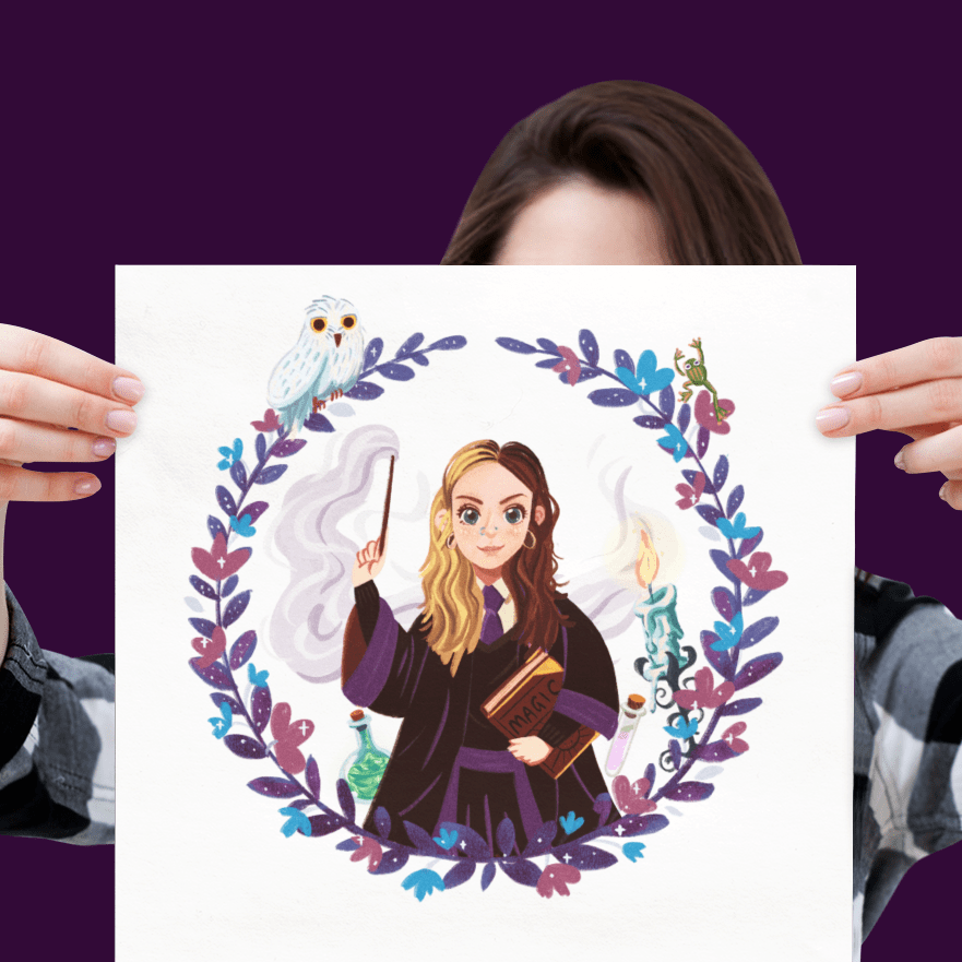 Zauber Poster - quadratisch in verschiedenen Größen erhältlich - ohne Rahmen - hier in der Hand gehalten