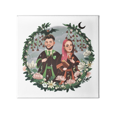 qualitativ hochwertige Leinwand mit einzigartigem Harry Potter inspirierten Portrait dark paradise mit zwei Personen in Slytherin und Gryffindor Umhang